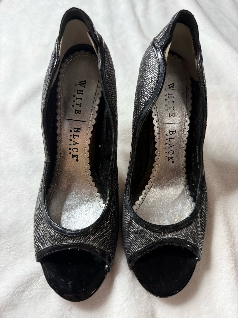 White House Black Market Women's Black Peep-Toe Heels